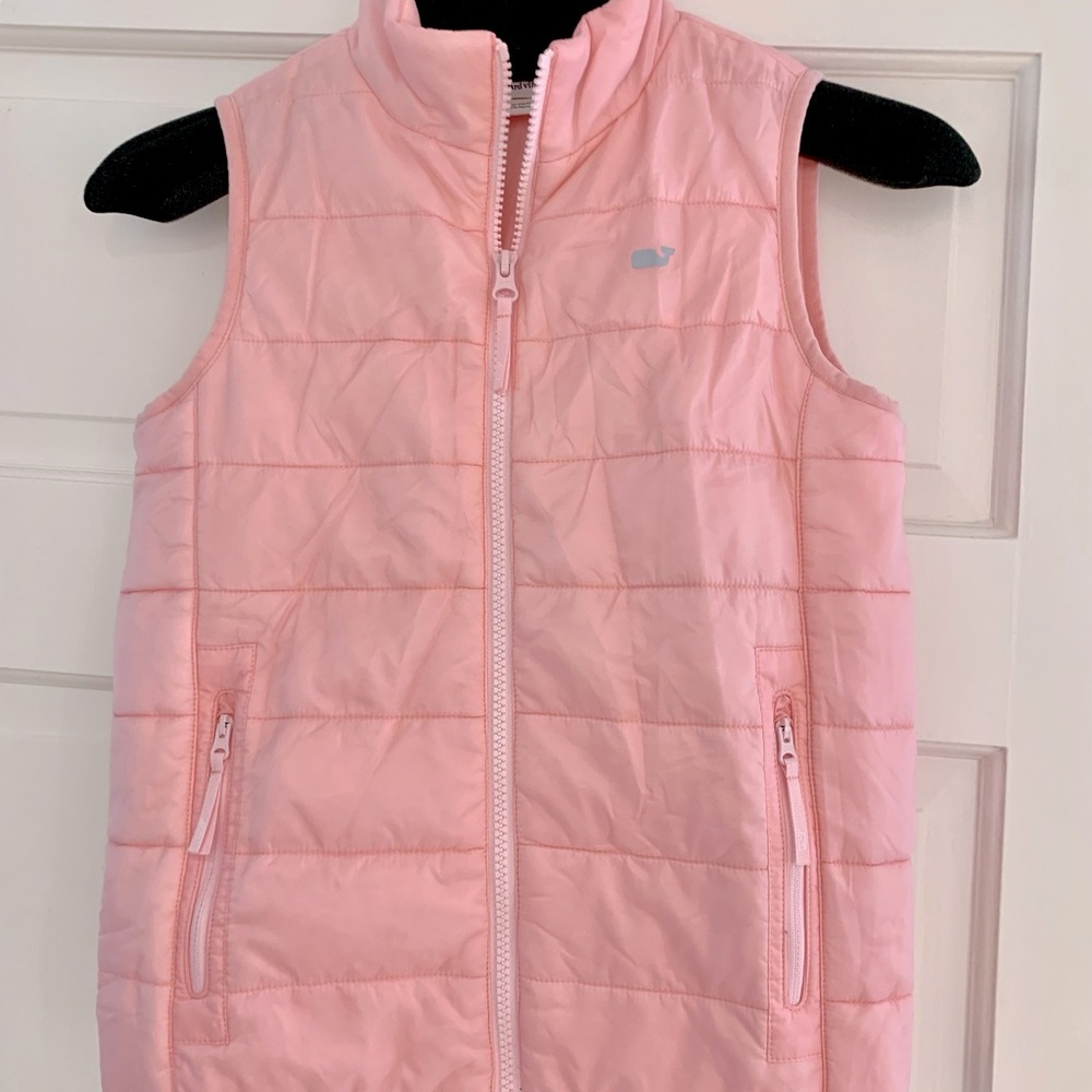Girls’ YS Vineyard Vines quilted puffer Vest in pale pink